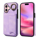 For iPhone 16 Skin Feel Card Bag Phone Case with Ring Buckle