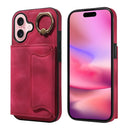 For iPhone 16 Skin Feel Card Bag Phone Case with Ring Buckle