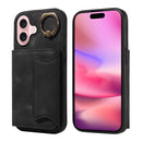 For iPhone 16 Skin Feel Card Bag Phone Case with Ring Buckle