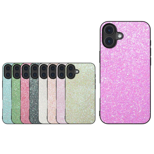 For iPhone 16 Plus Black Frame Colourful Glitter Phone Case