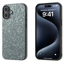 For iPhone 16 Plus Black Frame Colourful Glitter Phone Case