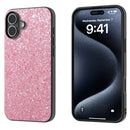 For iPhone 16 Plus Black Frame Colourful Glitter Phone Case
