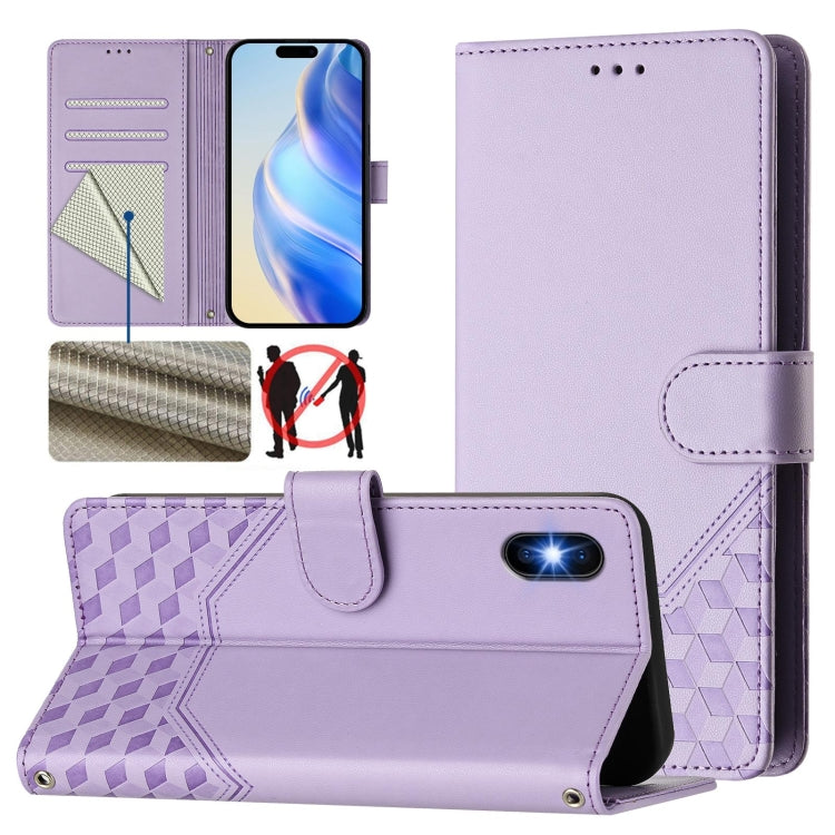 Honeycomb Embossing RFID Leather Phone Case