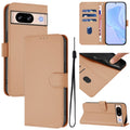 Skin Feel Solid Color Leather Phone Case with Lanyard, For Google Pixel 8