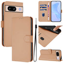 Skin Feel Solid Color Leather Phone Case with Lanyard, For Google Pixel 8