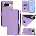 Skin Feel Solid Color Leather Phone Case with Lanyard, For Google Pixel 8