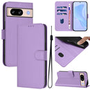 Skin Feel Solid Color Leather Phone Case with Lanyard, For Google Pixel 8