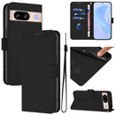 Skin Feel Solid Color Leather Phone Case with Lanyard, For Google Pixel 8