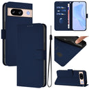Skin Feel Solid Color Leather Phone Case with Lanyard, For Google Pixel 8