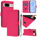 Skin Feel Solid Color Leather Phone Case with Lanyard, For Google Pixel 8
