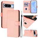 Skin Feel Solid Color Leather Phone Case with Lanyard, For Google Pixel 8 Pro