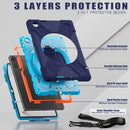 Silicone Hybrid PC Tablet Case with Holder & Shoulder Strap, For Lenovo Tab 10.1 2025