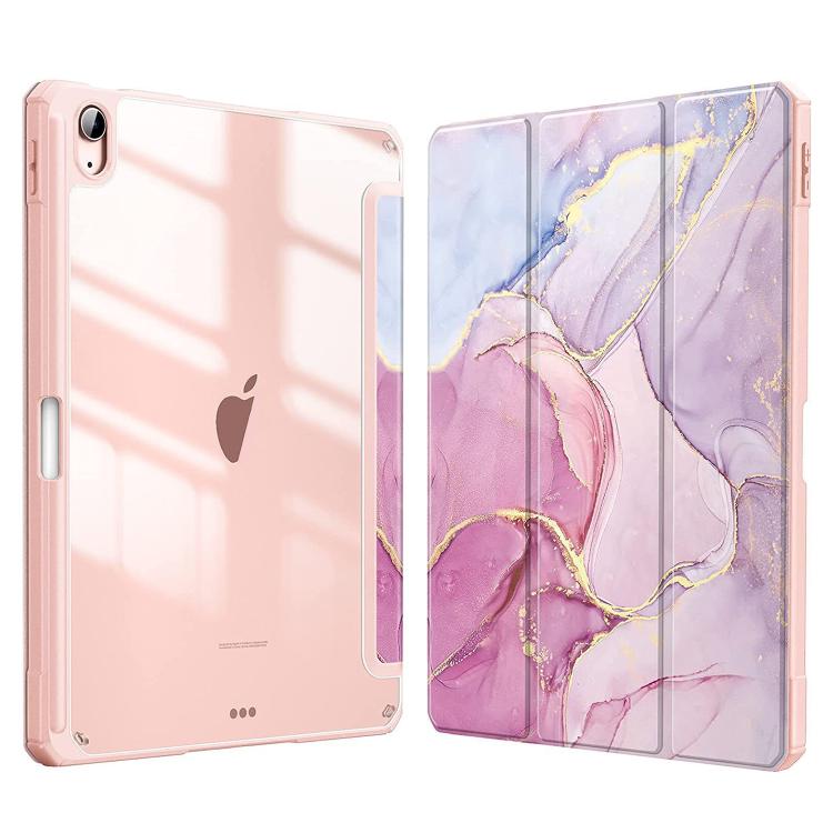 Marble Pattern Crystal Acrylic Smart Tablet Leather Case with Pen Slot, For iPad 11th Gen 2025