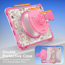 Pattern Rotation Grip Holder Clear PC TPU Tablet Case with Shoulder Strap, For iPad 11th gen 2025 A16
