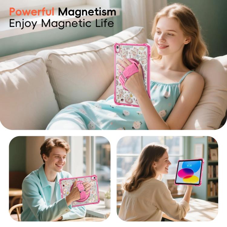 Pattern Rotation Grip Holder Clear PC TPU Tablet Case with Shoulder Strap, For iPad 11th gen 2025 A16