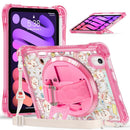 Pattern Rotation Grip Holder Clear PC TPU Tablet Case with Shoulder Strap, For iPad 11th gen 2025 A16