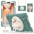 Rotatable Holder Silicone Hybrid PC Tablet Case with Shoulder Strap, For Samsung Galaxy Tab A11+