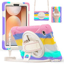 Rotatable Holder Silicone Hybrid PC Tablet Case with Shoulder Strap, For Samsung Galaxy Tab A11+