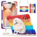 Rotatable Holder Silicone Hybrid PC Tablet Case with Shoulder Strap, For Samsung Galaxy Tab A11+