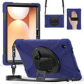Rotatable Holder Silicone Hybrid PC Tablet Case with Shoulder Strap, For Samsung Galaxy Tab A11+