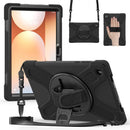 Rotatable Holder Silicone Hybrid PC Tablet Case with Shoulder Strap, For Samsung Galaxy Tab A11+