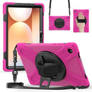 Rotatable Holder Silicone Hybrid PC Tablet Case with Shoulder Strap, For Samsung Galaxy Tab A11+