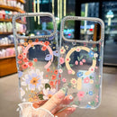 Flower Pattern IMD Glitter Magnetic Phone Case For iPhone 17 Pro