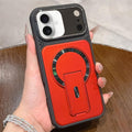 Shockproof Lens Cover Magnetic Phone Case with Hidden Holder For iPhone 17