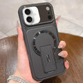 Shockproof Lens Cover Magnetic Phone Case with Hidden Holder For iPhone 17