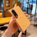 Electroplate Dual-Hinge Fabric Texture Magnetic Phone Case, For Galaxy Z Fold8 5G, For Galaxy Z Fold8 Ultra 5G, For Galaxy Z Fold7 / W26