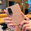 Electroplate Dual-Hinge Fabric Texture Magnetic Phone Case, For Galaxy Z Fold8 5G, For Galaxy Z Fold8 Ultra 5G, For Galaxy Z Fold7 / W26