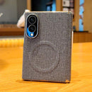 Electroplate Dual-Hinge Fabric Texture Magnetic Phone Case, For Galaxy Z Fold8 5G, For Galaxy Z Fold8 Ultra 5G, For Galaxy Z Fold7 / W26