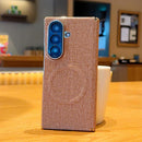 Electroplate Dual-Hinge Fabric Texture Magnetic Phone Case, For Galaxy Z Fold8 5G, For Galaxy Z Fold8 Ultra 5G, For Galaxy Z Fold7 / W26