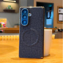 Electroplate Dual-Hinge Fabric Texture Magnetic Phone Case, For Galaxy Z Fold8 5G, For Galaxy Z Fold8 Ultra 5G, For Galaxy Z Fold7 / W26