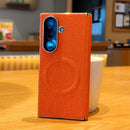 Electroplate Dual-Hinge Fabric Texture Magnetic Phone Case, For Galaxy Z Fold8 5G, For Galaxy Z Fold8 Ultra 5G, For Galaxy Z Fold7 / W26