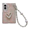 For Samsung Galaxy Z Fold 8 5G Pearlescent Shell Texture Phone Case with DIY Bracelet
