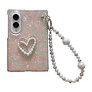 For Samsung Galaxy Z Fold 8 5G Pearlescent Shell Texture Phone Case with DIY Bracelet