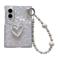 For Samsung Galaxy Z Fold 8 5G Pearlescent Shell Texture Phone Case with DIY Bracelet