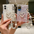 For Samsung Galaxy Z Fold 8 5G Pearlescent Shell Texture Phone Case with DIY Bracelet