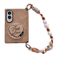 Side Clamp Central Axis Lambskin Leather Holder Magnetic Phone Case with Wrist Strap, For Galaxy Z Fold8 5G