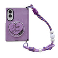 Side Clamp Central Axis Lambskin Leather Holder Magnetic Phone Case with Wrist Strap, For Galaxy Z Fold8 5G