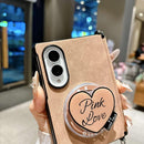 Side Clamp Central Axis Lambskin Leather Holder Magnetic Phone Case with Wrist Strap, For Galaxy Z Fold8 5G