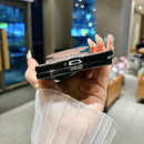 Side Clamp Central Axis Lambskin Leather Holder Magnetic Phone Case with Wrist Strap, For Galaxy Z Fold8 5G