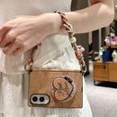 Side Clamp Central Axis Lambskin Leather Holder Magnetic Phone Case with Wrist Strap, For Galaxy Z Fold8 5G