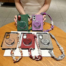Side Clamp Central Axis Lambskin Leather Holder Magnetic Phone Case with Wrist Strap, For Galaxy Z Fold8 5G