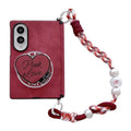 Side Clamp Central Axis Lambskin Leather Holder Magnetic Phone Case with Wrist Strap, For Galaxy Z Fold8 5G