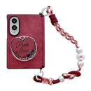 Side Clamp Central Axis Lambskin Leather Holder Magnetic Phone Case with Wrist Strap, For Galaxy Z Fold8 5G