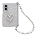 Side Clip Axis Magnetic Pearlescent Shell Texture Phone Case with Bracelet, For Galaxy Z Fold8 5G