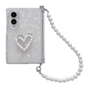 Side Clip Axis Magnetic Pearlescent Shell Texture Phone Case with Bracelet, For Galaxy Z Fold8 5G
