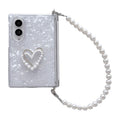Side Clip Axis Magnetic Pearlescent Shell Texture Phone Case with Bracelet, For Galaxy Z Fold8 5G